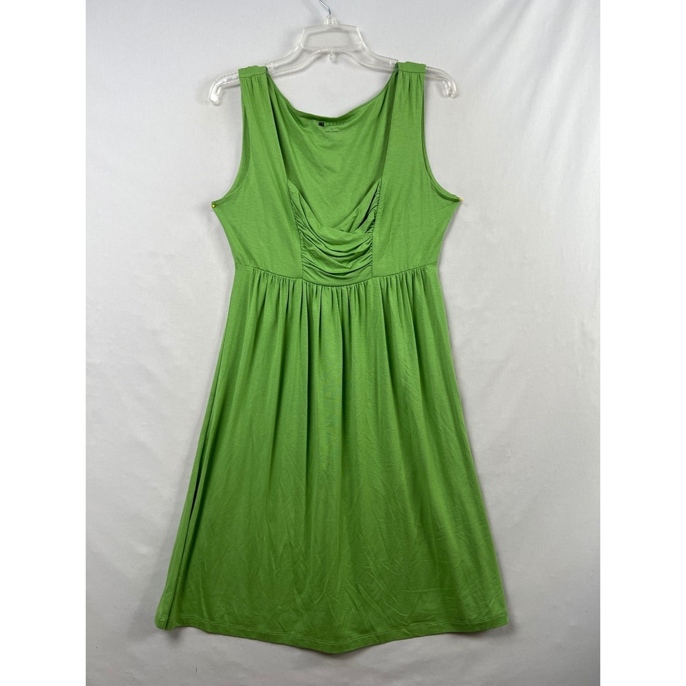 Carole Little Sleeveless Dress Womens Large Green Empire Waist Pleated Stretch